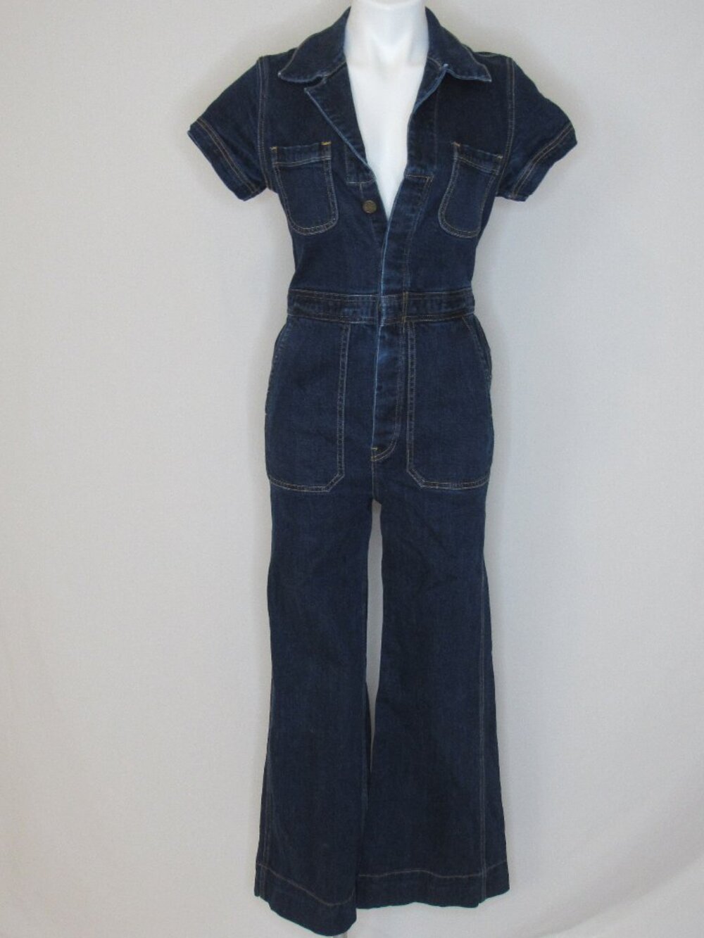 Faherty Blue Denim AVIATION  Wide Leg Jumpsuit Women's S Small